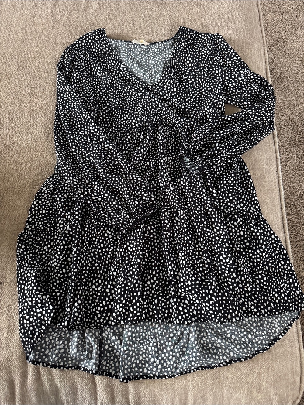 Altar'd State Black & White Dot Tiered Midi Dress